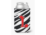 Letter L Initial Monogram - Zebra Red Can or Bottle Beverage Insulator Hugger Letter L Initial Monogram - Zebra Red Can or Bottle Beverage Insulator Hugger