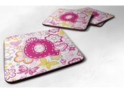 Set of 4 Letter Q Flowers and Butterflies Pink Foam Coasters CJ2005-QFC Set of 4 Letter Q Flowers and Butterflies Pink Foam Coasters CJ2005-QFC