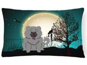 Halloween Scary Chow Chow Blue Canvas Fabric Decorative Pillow BB2329PW1216 Halloween Scary Chow Chow Blue Canvas Fabric Decorative Pillow BB2329PW1216