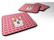 Set of 4 Red Corgi Hearts Foam Coasters Set of 4 BB5324FC Set of 4 Red Corgi Hearts Foam Coasters Set of 4 BB5324FC