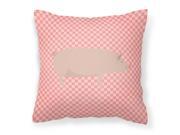 English Large White Pig Pink Check Fabric Decorative Pillow BB7938PW1414 English Large White Pig Pink Check Fabric Decorative Pillow BB7938PW1414