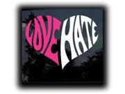 Love Hate Heart Decal 5.5 inch