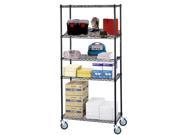 14 Deep x 30 Wide x 80 High 5 Tier Black Wire Shelf Truck with 1200 lb Capacity
