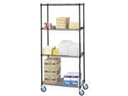 14 Deep x 30 Wide x 69 High 4 Tier Black Wire Shelf Truck with 1200 lb Capacity