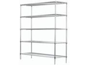 18 Deep x 48 Wide x 54 High 5 Tier Stainless Steel Wire Starter Shelving Unit