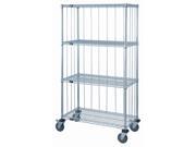 18 Deep x 36 Wide x 69 High 4 Tier 3 Sided Wire Shelf Truck with Rods