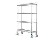 21 Deep x 36 Wide x 60 High 4 Tier Chrome Wire Shelf Truck with 800 lb Capacity