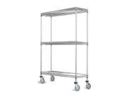 30 Deep x 48 Wide x 92 High 3 Tier Chrome Wire Shelf Truck with 800 lb Capacity