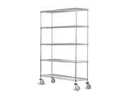12 Deep x 30 Wide x 60 High 5 Tier Chrome Wire Shelf Truck with 1200 lb Capacity