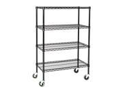 14 Deep x 42 Wide x 69 High 4 Tier Black Wire Shelf Truck with 800 lb Capacity
