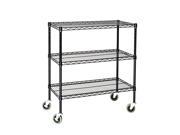 24 Deep x 54 Wide x 80 High 3 Tier Black Wire Shelf Truck with 800 lb Capacity