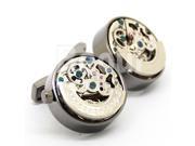 Stainless Steel with Golden Silver Kinetic Black Silver Golden Watch Movement Cufflinks One Brown Cufflinks Box