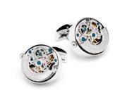 Stainless Steel Silver Color Kinetic Watch Movement Cufflinks
