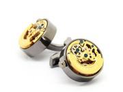 Stainless Steel with Golden Kinetic Black Watch Movement Cufflinks