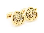 Rotating Movement Steampunk Gold Triangle Vintage Clockwork Watch Movement Cuff Links Width 0.79 Length 0.79
