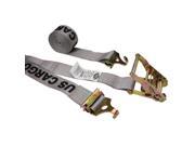 2 x 16 Gray Ratchet Strap w 2 F Track Hooks Spring E Fittings