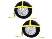 Wheel Net with Flat Snap Hooks Ratchet 2 Pack Car Tie Down
