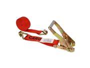 2 x 18 Ratchet Strap Red w Double J Hook