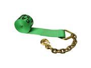 4 x 27 Winch Straps with Chain Extension Green