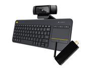 Quantum Access Windows 10 Mini PC Stick Logitech K400 Plus Keyboard Logitech HD Pro Webcam C920 Camera Bundle
