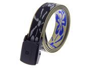 Rockway fashion hiking beltt Colorful two sides nylon belt fashionable flower pattern 31mm wide unisex narrow quickly use with YKK POM buckle Blue