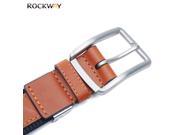 Rockway Men Outdoor Fashion Casual Genuine Leather belt with Sturdy Canvas Nylon webbing Backing