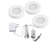Set of 3 LED Under Cabinet Lighting Kit 2Watt LED Puck Lights with UL listed Power Adapter Warm White High Quality