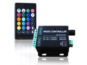 DC 12V 24V Aluminum 2 port RGB LED Music Controller w 24 key IR Remote 3 Channel Sound activated for RGB LED Products