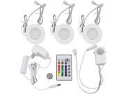 Set of 3 RGB Warm White LED Under Cabinet Lighting Kit 2Watt LED Puck Lights with IR Remote and UL listed Power Adapter RGBWW Multicolor High Quality
