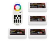 WiFi Compatible RGB White Controller Kit 4pcs RGBW Multi Zone Controllers RF Remote 4 zone RGBW LED Controller Compatible with Smartphone Tablet PC Hub