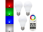 WiFi Compatible RGB White Color Changing LED Smart Bulb Kit 3pcs AC86V 264V 6W RGBW LED Smart Light Bulbs RGBW RF Remote Controller for Home General Decor