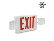 TORCHSTAR ALL LED Dual Single Face Combo EXIT Sign and Emergency Light Red Letter w Dual Square Head Lights and Rechargeable Battery Backup – US Standard Dou