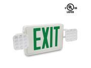 TORCHSTAR ALL LED Dual Single Face Combo EXIT Sign and Emergency Light Green Letter w Dual Square Head Lights and Rechargeable Battery Backup – US Standard D