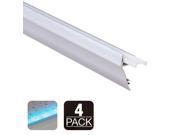 3.3ft Wall Mount LED Channel Aluminum Profile for Led Strip Light Frosted Diffuser End Caps Surface Mount Baseboard Ceiling Molding Wall Wash Pack of 4