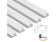 5 PACK Shallow Flush Mount Recessed Mount Aluminum U Channel 3.3ft Aluminum Extrusion Profile w Oyster White Cover for Flex Hard LED Strip Light Accent Neon E