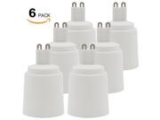 6 PACK G9 to E26 E27 Adapter G9 Plug in Base to E26 27 Edition Screw Base Socket Converter Fits Halogen LED CFL Light Bulbs Heat resistant Hazard Free Over