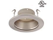 4 Inch Recessed Can Light Trim with Satin Nickel Metal Step Baffle for 4 inch Recessed Can Fit Halo Juno Remodel Recessed Housing Line Voltage Available