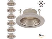 6 Pack 4 Inch Recessed Can Light Trim with Satin Nickel Metal Step Baffle for 4 inch Recessed Can Fit Halo Juno Remodel Recessed Housing Line Voltage Availab