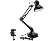 TORCHSTAR Metal Swing Arm Desk Lamp Interchangeable Base Or Clamp Classic Architect Clip On Table Lamp Multi Joint Adjustable Arm Black Finish