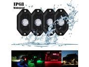 4 pod RGB LED Rock Light Kit 16 Million Multicolor CREE LED Chips Smart Phone Bluetooth Remote Control Waterproof Color Changed by Time Music for Automoti