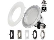 4 PACK 4 Inch Dimmable Recessed LED Downlight 10W 75W Equiv. White Trim Attached Trim Interchangeable For All Furnishing Styles 2700K Soft White ETL lis