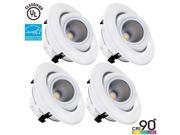 TORCHSTAR High CRI90 4 inch Dimmable Gimbal Recessed LED Downlight 10W 75W Equiv. ENERGY STAR 5000K Daylight 800lm Adjustable LED Retrofit Lighting Fi