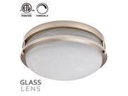 13Inch Dimmable LED Flush Mount Ceiling Light Alabaster Glass Cover ETL Listed 1200lm 3000K Warm White Satin Nickel Finish for Living Room Corridor Hallway