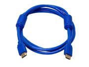 High Speed HDMI Cable 6ft 28AWG w Ferrite Cores Blue