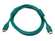 High Speed HDMI Cable 6ft 28AWG w Ferrite Cores Green