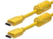 High Speed HDMI Cable 6ft 28AWG w Ferrite Cores Yellow