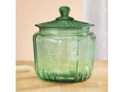 Green Depression Style Glass Biscuit Jar