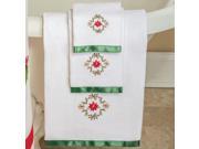 Poinsettia and Holly Garland Towel Set