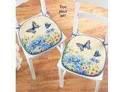 Vintage Butterfly and Flowers Chair Cushions Set of 2
