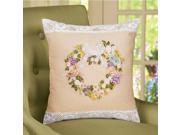 Ribbon Heart Pillow Cover with Lace Border